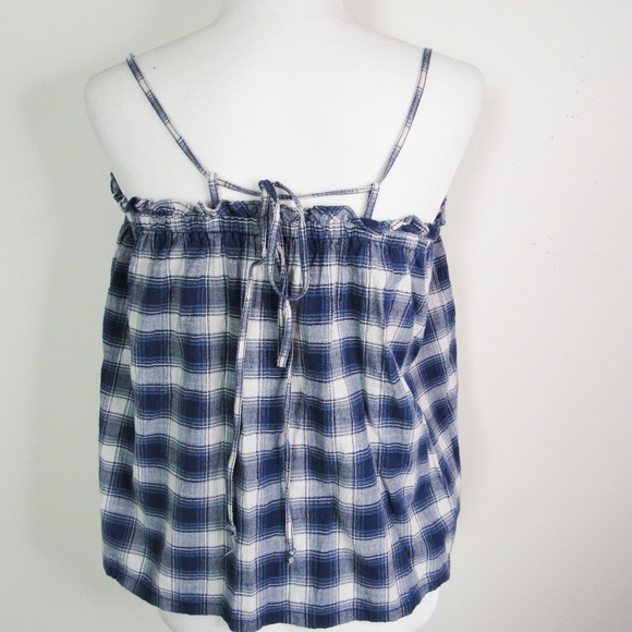 😍 MADEWELL Indigo/Cream Plaid Checked Tank Top - Picture 4 of 5